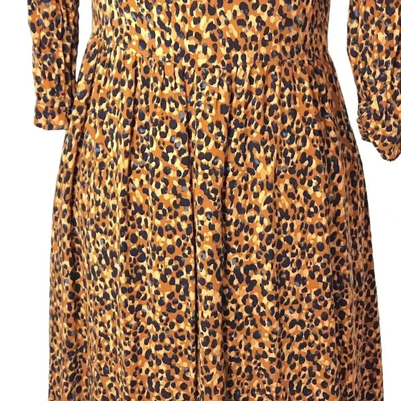 Zara TRF Animal Cheetah Print Pleated Shoulder Lined Jacket Dress Sz Small Maxi - Picture 8 of 15
